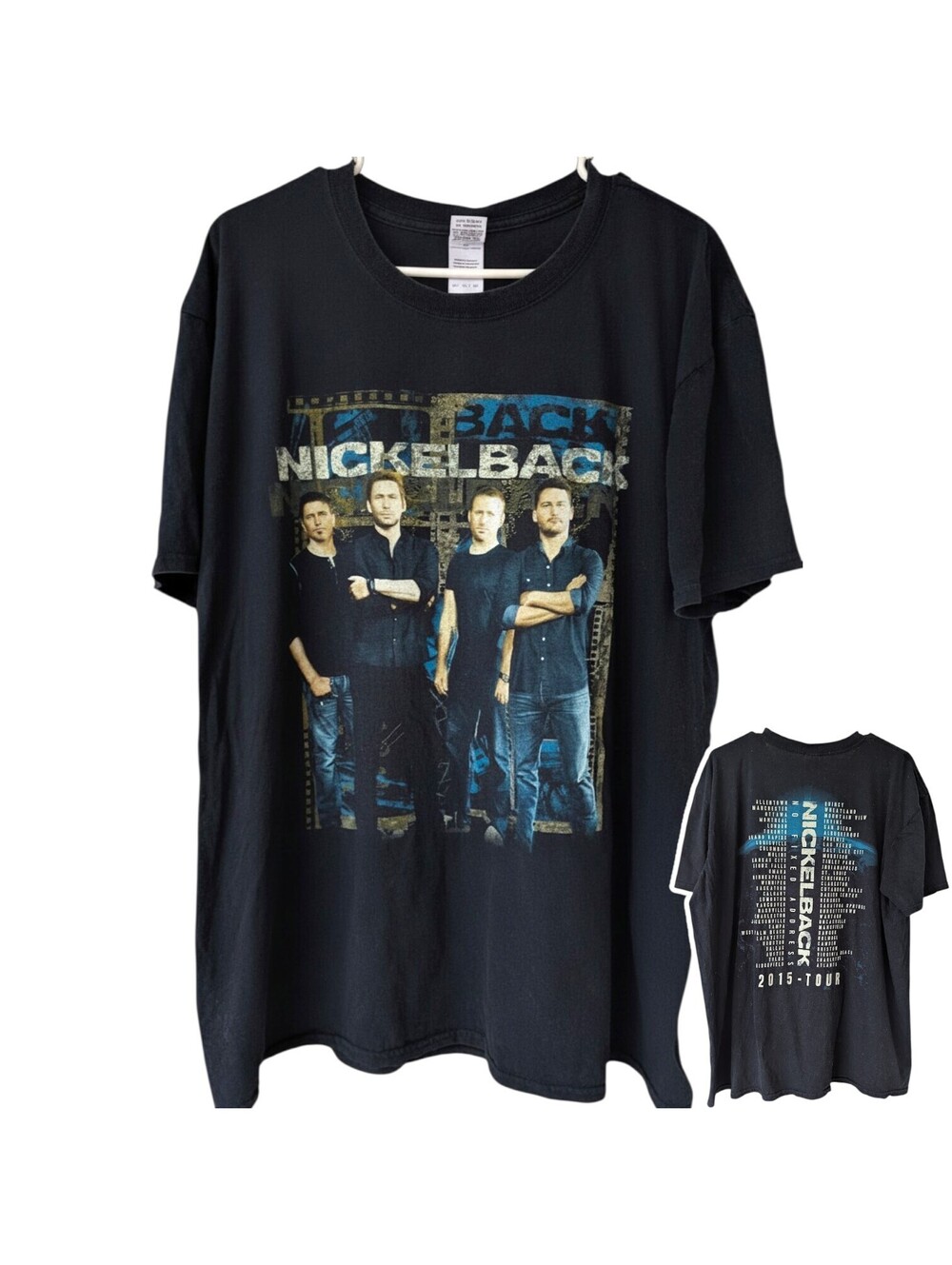 Nickelback T-Shirt Mens XL Black 2015 Tour Graphic Band Hard Rock Grunge 24.5x30